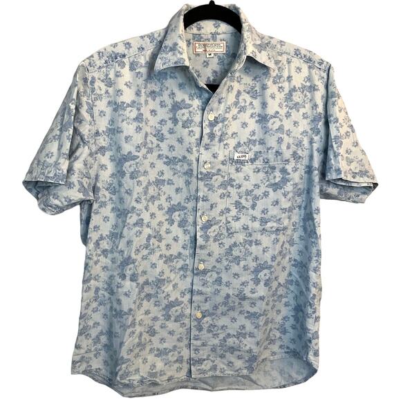 Guess Jeans Medium 1980s Chambray Floral Button-Up Top Rare Vintage - Picture 1 of 10